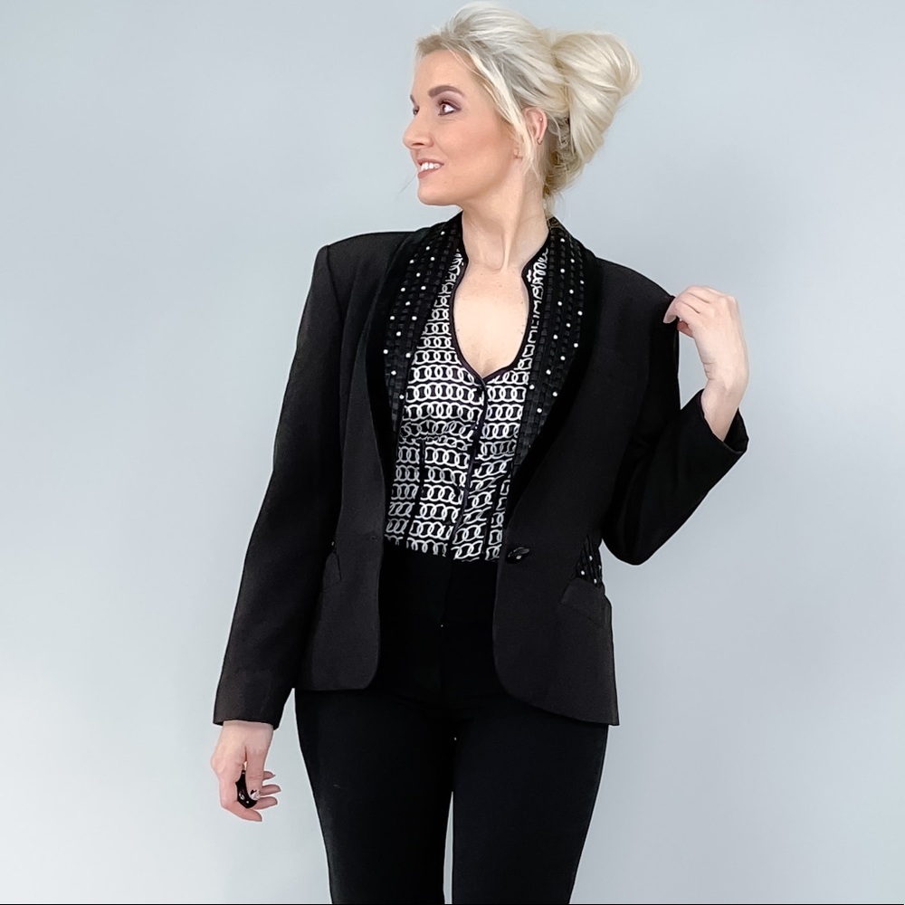 Black Velvet and Rhinestone Blazer - Picture 11 of 16